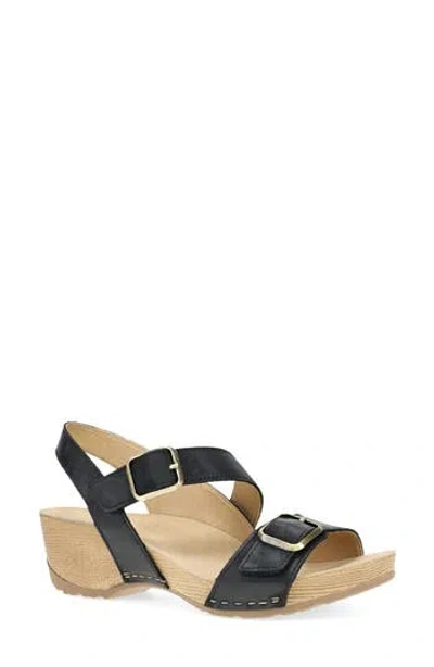 Dansko Trinity Sandal In Black Burnished Suede