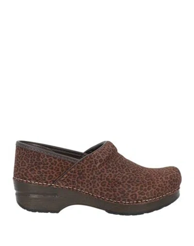 Dansko Professional Womens Suede Animal Print Clogs In Brown