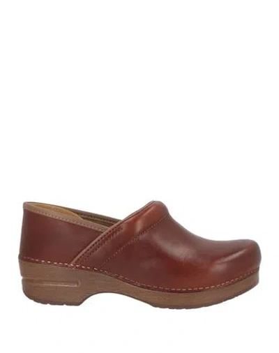 Dansko Woman Mules & Clogs Tan Size 10 Leather In Animal Print