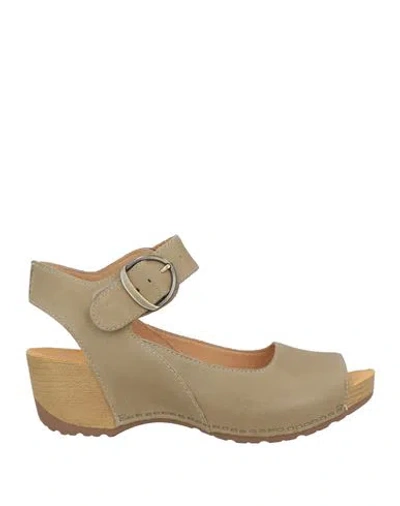 Dansko Woman Sandals Sage Green Size 7 Calfskin In Brown