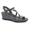 Dansko Ana Asymmetric Strappy Wedge Sandal In Silver