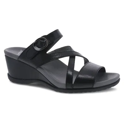 Dansko Women's Ana Strappy Slide Wedge Sandal In Black