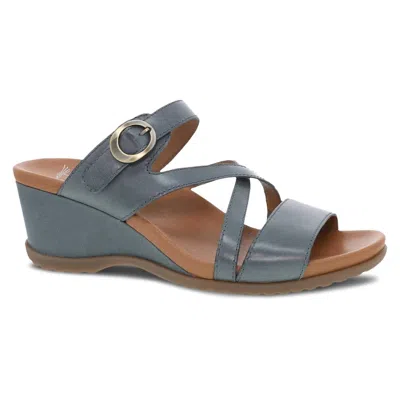 Dansko Women's Ana Strappy Slide Wedge Sandal In Denim In Multi