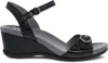 Dansko Women's Arielle Wedge Sandal In Black Glazed