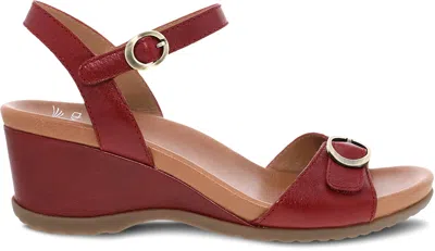 Dansko Women's Arielle Wedge Sandal In Red Glazed