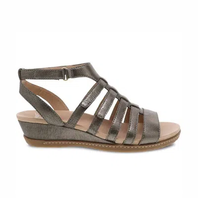 Dansko Women's Athena Small Wedge Sandals In Pewter In Gold