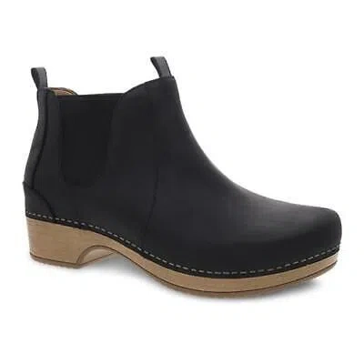 Pre-owned Dansko Women's Becka Boot Black Oiled Pull Up Leather - 9433021600, Black