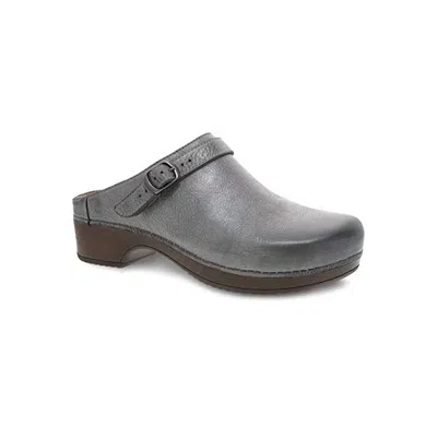 Dansko Women's Berry Distressed Leather Shoes In Pewter Metallic In Gray