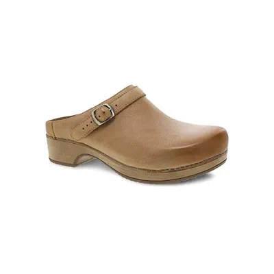 Dansko Women's Berry Milled Burnished Leather Shoes In Tan In Brown