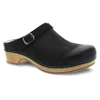 Dansko Berry Clog In Black Burnished Nubuck Leather