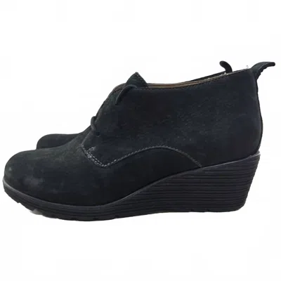 Dansko Women's Cadee Suede Leather Wedge Lace Up Bootie In Black