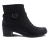Dansko Women's Cagney Burnished Suede Ankle Boots In Black In Black