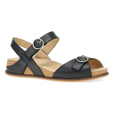 Dansko Women's Candace Sandal In Black Burnished Nappa In Multi
