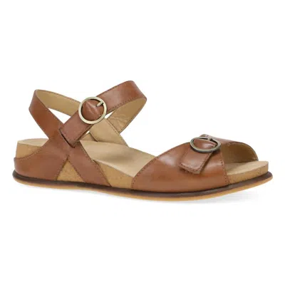 Dansko Women's Candace Sandal In Tan Burnished Nappa In Multi