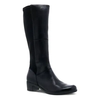 DANSKO WOMEN'S CELESTINE TALL SHAFT BOOT IN BLACK BURNISHED NUBUCK