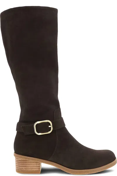 Dansko Women's Dalinda Waterproof Suede Boots In Chocolate In Gold