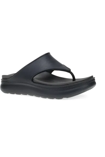Dansko Women's Devyn Thong Sandal In Black Rubber In Multi