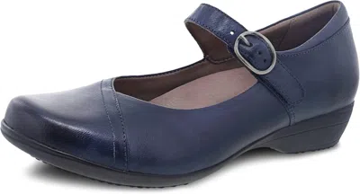 Dansko Women's Fawna Burnished Calf Shoes In Navy In Blue