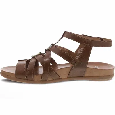 Dansko Women's Jolene Glazed Kid Leather Sandal In Tan In Multi
