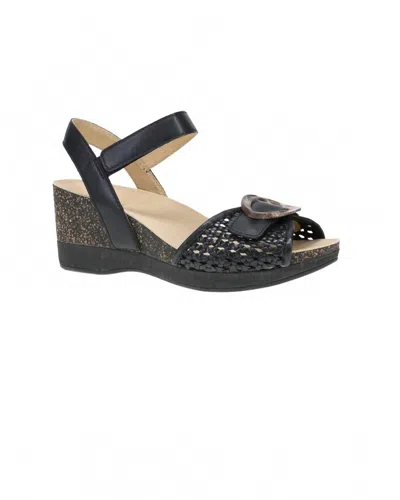Dansko Women's Leather Buckle Wedge Sandals In Black