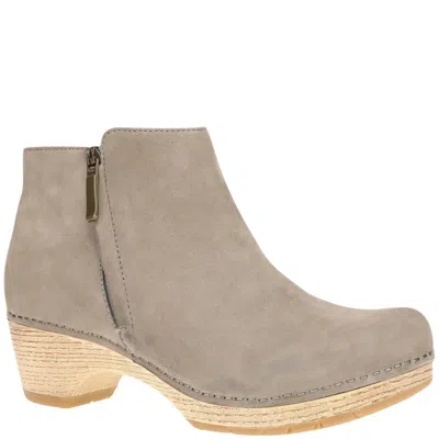 Dansko Women's Lizanne Ankle Boot In Taupe Milled Nubuck In Gray