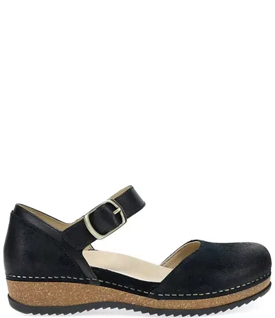 Dansko Women's Mae Burnished Suede Mary Jane Clogs In Black In Multi