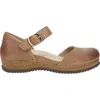 Dansko Women's Mae Sandal In Tan Burnished Suede Mary Jane In Multi
