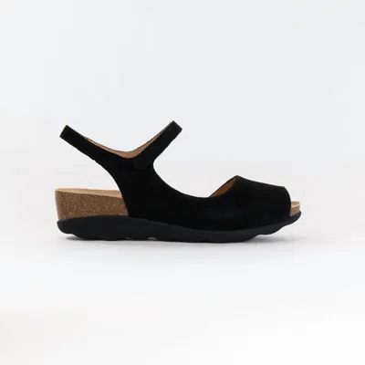 Dansko Marcy Milled Womens Leather Peep Toe Wedge Sandals In Black