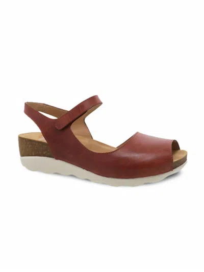 Dansko Women's Marcy Waxy Burnished Sandals In Chili In Brown