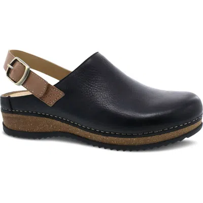 Dansko Women's Merrin Clogs In Black Waxy Milled