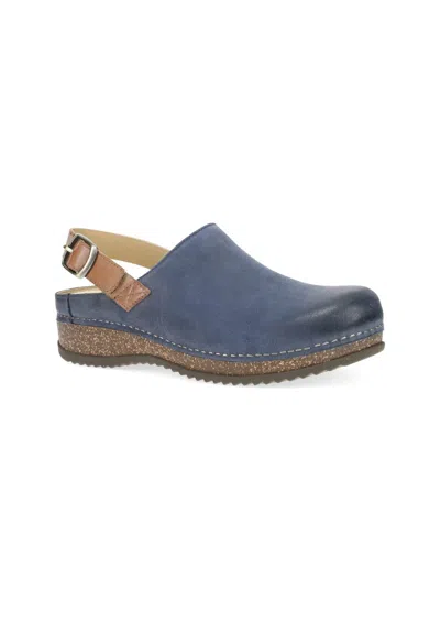 Dansko Women's Merrin Slingback Clogs In Blue Burnished Suede