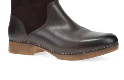 Dansko Women's Monique Burnished Calf Boots In Chocolate In Gold