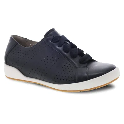 Dansko Women's Orli Lace Up Sneaker In Black Leather In Animal Print