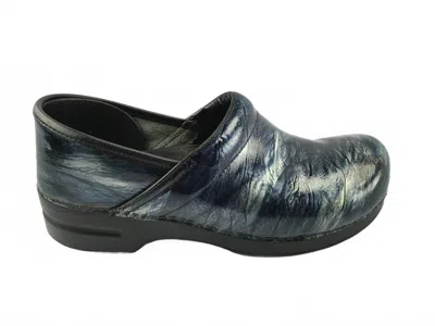 Dansko Women's Professional Patent Leather Clog In Navy Crinkle In Black