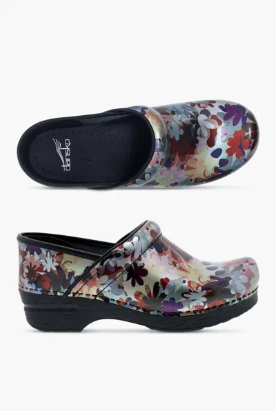Dansko Women's Professional Patent Leather Nursing Clogs In Boho Flower In Multi