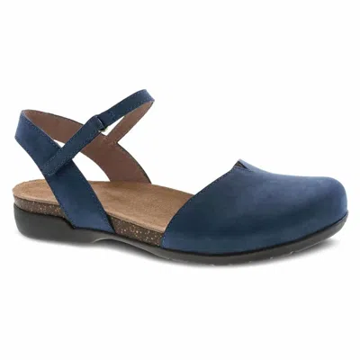 Dansko Women's Rowan Closed Toe Sandals In Navy Milled Nubuck In Blue