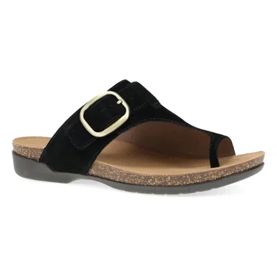 Dansko Women's Rylee Toe-post Sandals In Black Suede