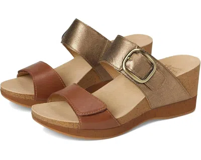 Dansko Shannon Platform Wedge Slide Sandal In Gold