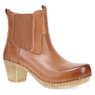 Dansko Women's Shayna Calf Boots In Luggage Burnished In Multi