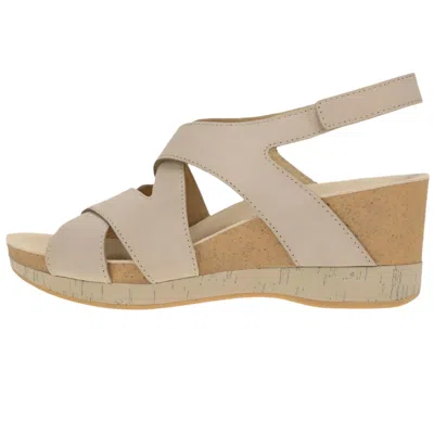 DANSKO WOMEN'S SHYLA WEDGE SANDALS IN SAND MILLED NUBUCK