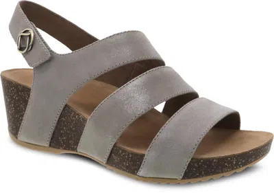 Dansko Women's Stacey Wedge Sandal In Taupe Glazed In Gray