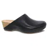 Dansko Black Leather Mule With Contrasting Beige Wedge In Black