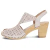 Dansko Women's Teagan Heeled Sandal In White Vintage Leather In Multi