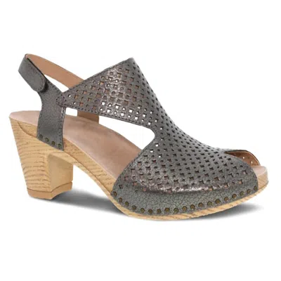 Dansko Women's Teagan Peep-toe Heel Sandal In Grey In Gray