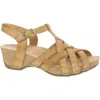 Dansko Women's Tinley Tan Milled Burnished Leather Sandals In Gold
