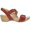 Dansko Women's Trinity Cayenne Burnished Nubuck Wedge In Red In Multi