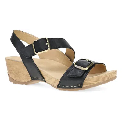 DANSKO WOMEN'S TRINITY SANDAL IN BLACK BURNISHED NUBUCK