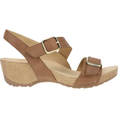 DANSKO WOMEN'S TRINITY SANDAL IN TAN BURNISHED NUBUCK