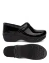 Dansko Professional Womens Solid Patent Leather Clogs In Black