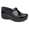 Dansko Professional Womens Solid Patent Leather Clogs In Black